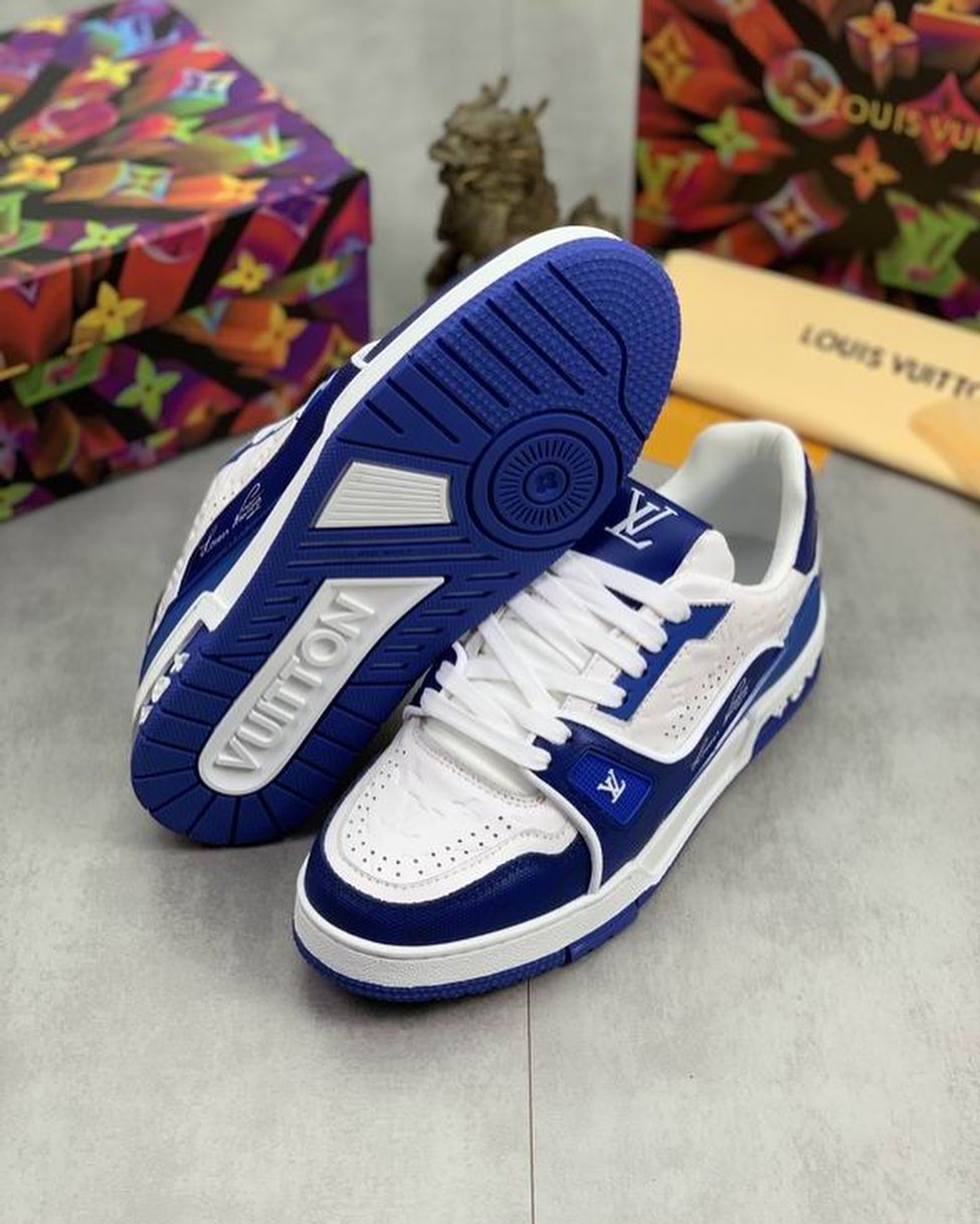 louis vuitton shoes blue and white