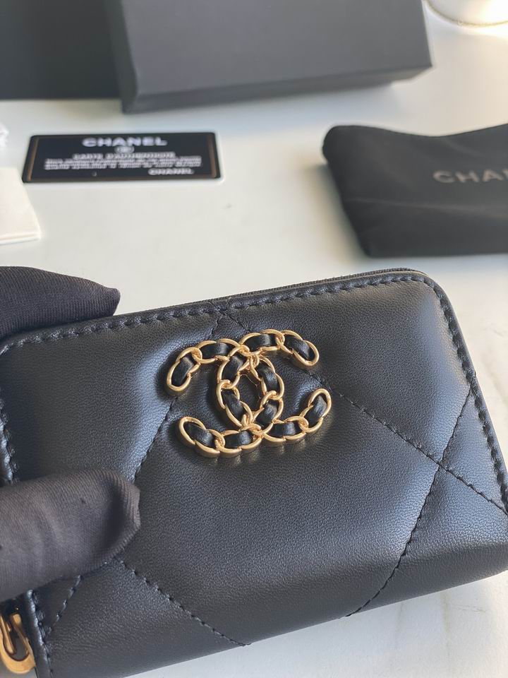 Chanel Quilted Lambskin Chanel 19 Zip-Around Coin Purse