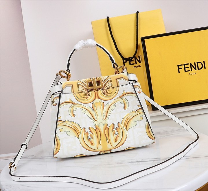 Fendi x Versace Fendace Gold Baroque & White Mini Peekaboo