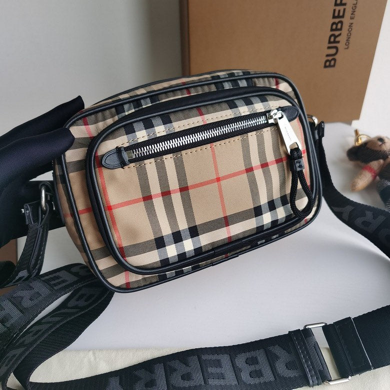 Vintage check and leather crossbody bag sale