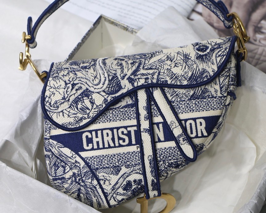 Dior saddle bag blue and online white