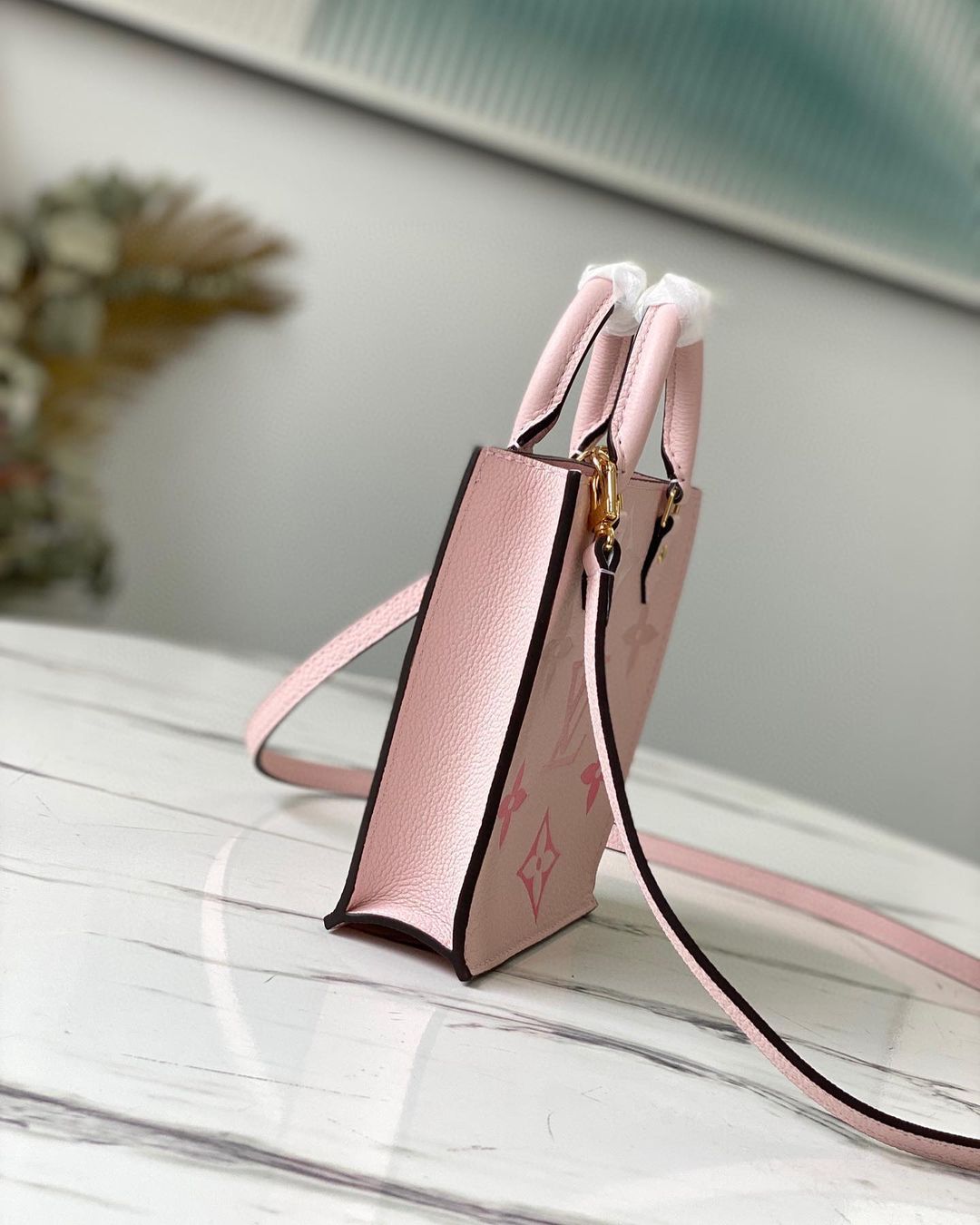 Louis Vuitton Crossbody Petit Sac Plat Pink Mini Hand Bag M81341 Monogram  LV New