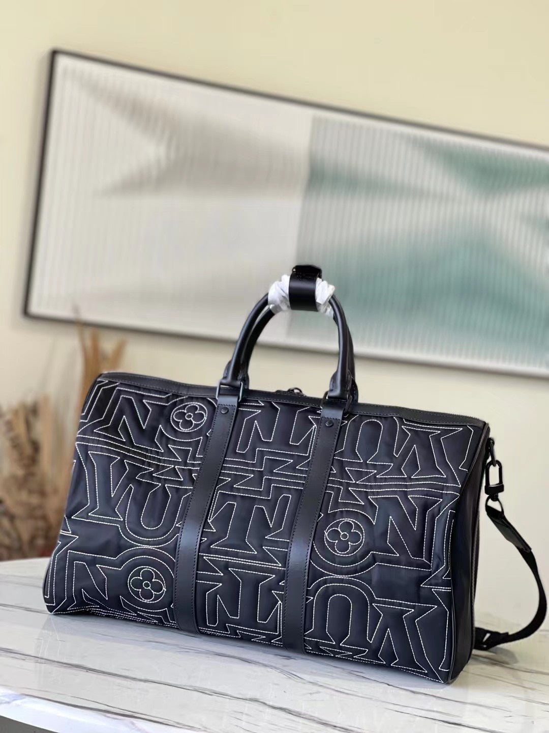 Louis Vuitton Keepall Bandouliere 50 Monogram Shadow Gray LV Weekend Travel  Bag