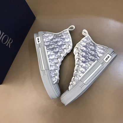 Dior B23 High-Top Sneakers (White & Navy Blue)