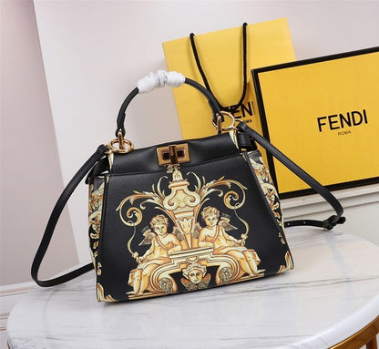 Fendi x Versace Fendace Gold Baroque & White FF Motif Mini Peekaboo